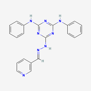 molecular formula C21H18N8 B11711440 Nicotinaldehyde (4,6-dianilino-1,3,5-triazin-2-yl)hydrazone 