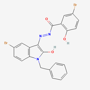 molecular formula C22H15Br2N3O3 B11711471 5-BR-2-HO-Benzoic acid (1-benzyl-5-BR-2-oxo-1,2-2H-indol-3-ylidene)-hydrazide 