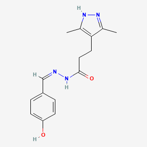 molecular formula C15H18N4O2 B11711525 3-(3,5-dimethyl-1H-pyrazol-4-yl)-N-[(Z)-(4-hydroxyphenyl)methylideneamino]propanamide 