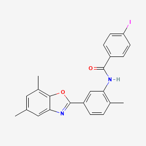 molecular formula C23H19IN2O2 B11711563 N-[5-(5,7-dimethyl-1,3-benzoxazol-2-yl)-2-methylphenyl]-4-iodobenzamide 