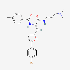 molecular formula C26H28BrN3O3 B11711574 N-[(Z)-1-[5-(4-bromophenyl)furan-2-yl]-3-[3-(dimethylamino)propylamino]-3-oxoprop-1-en-2-yl]-4-methylbenzamide 