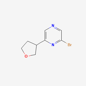 molecular formula C8H9BrN2O B11711597 2-Bromo-6-(oxolan-3-yl)pyrazine 