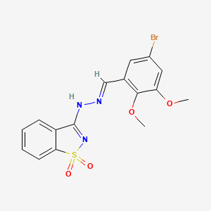 molecular formula C16H14BrN3O4S B11711598 3-[(2E)-2-(5-bromo-2,3-dimethoxybenzylidene)hydrazinyl]-1,2-benzothiazole 1,1-dioxide 