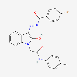 molecular formula C24H19BrN4O3 B11711609 2-{(3Z)-3-[(4-bromobenzoyl)hydrazono]-2-oxo-2,3-dihydro-1H-indol-1-yl}-N-(4-methylphenyl)acetamide 