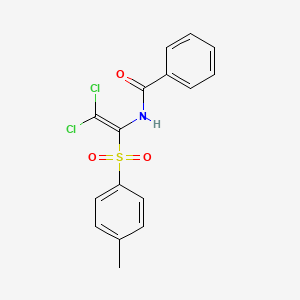 molecular formula C16H13Cl2NO3S B11711621 Benzamide, N-[2,2-dichloro-1-[(4-methylphenyl)sulfonyl]ethenyl]- CAS No. 117847-45-7