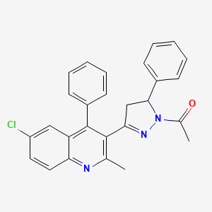 1-[3-(6-chloro-2-methyl-4-phenylquinolin-3-yl)-5-phenyl-4,5-dihydro-1H-pyrazol-1-yl]ethanone