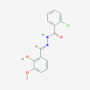 molecular formula C15H13ClN2O3 B11711640 2-chloro-N'-[(E)-(2-hydroxy-3-methoxyphenyl)methylidene]benzohydrazide 