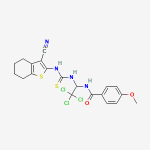 4-methoxy-N-(2,2,2-trichloro-1-{[(3-cyano-4,5,6,7-tetrahydro-1-benzothiophen-2-yl)carbamothioyl]amino}ethyl)benzamide