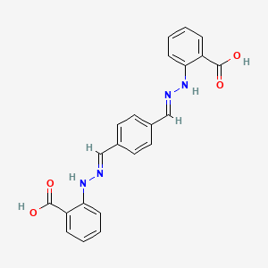 molecular formula C22H18N4O4 B11711680 2,2'-{benzene-1,4-diylbis[(E)methylylidene(2E)hydrazin-1-yl-2-ylidene]}dibenzoic acid 