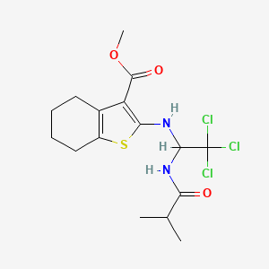 molecular formula C16H21Cl3N2O3S B11711750 2-(2,2,2-Trichloro-1-isobutyrylamino-ethylamino)-4,5,6,7-tetrahydro-benzo[b]thiophene-3-carboxylic acid methyl ester 