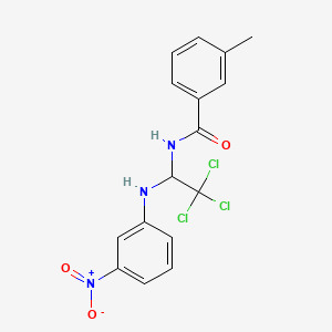 molecular formula C16H14Cl3N3O3 B11711753 3-methyl-N-{2,2,2-trichloro-1-[(3-nitrophenyl)amino]ethyl}benzamide 