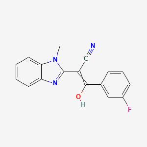 3-(3-fluorophenyl)-2-[(2E)-1-methyl-2,3-dihydro-1H-1,3-benzodiazol-2-ylidene]-3-oxopropanenitrile