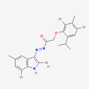 N'-[(3Z)-7-bromo-5-methyl-2-oxo-1,2-dihydro-3H-indol-3-ylidene]-2-[2,4-dibromo-3-methyl-6-(propan-2-yl)phenoxy]acetohydrazide