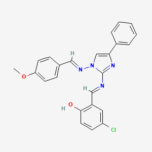 molecular formula C24H19ClN4O2 B11711778 4-chloro-2-{(E)-[(1-{[(E)-(4-methoxyphenyl)methylidene]amino}-4-phenyl-1H-imidazol-2-yl)imino]methyl}phenol 