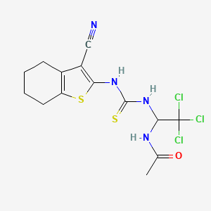 N-(2,2,2-trichloro-1-{[(3-cyano-4,5,6,7-tetrahydro-1-benzothiophen-2-yl)carbamothioyl]amino}ethyl)acetamide