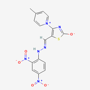 molecular formula C16H12N6O5S B11711863 5-{(E)-[2-(2,4-dinitrophenyl)hydrazinylidene]methyl}-4-(4-methylpyridinium-1-yl)-1,3-thiazol-2-olate 