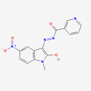 Nicotinic acid (1-methyl-5-nitro-2-oxo-1,2-dihydro-indol-3-ylidene)-hydrazide