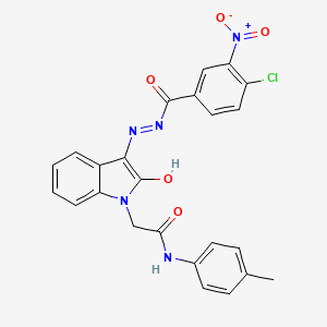 molecular formula C24H18ClN5O5 B11711870 2-(3-((4-CL-3-Nitro-benzoyl)-hydrazono)-2-oxo-2H-indol-1-YL)-N-P-tolyl-acetamide 