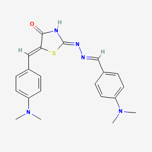 molecular formula C21H23N5OS B11711884 (2Z,5Z)-5-[4-(dimethylamino)benzylidene]-2-{(2E)-[4-(dimethylamino)benzylidene]hydrazinylidene}-1,3-thiazolidin-4-one 