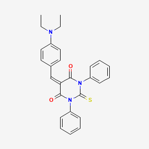 molecular formula C27H25N3O2S B11711932 5-[4-(diethylamino)benzylidene]-1,3-diphenyl-2-thioxodihydropyrimidine-4,6(1H,5H)-dione 