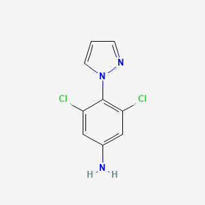 molecular formula C9H7Cl2N3 B11711955 3,5-dichloro-4-(1H-pyrazol-1-yl)aniline 