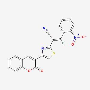 molecular formula C21H11N3O4S B11711968 (2E)-3-(2-nitrophenyl)-2-[4-(2-oxo-2H-chromen-3-yl)-1,3-thiazol-2-yl]prop-2-enenitrile 