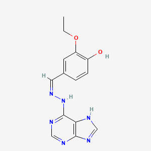 molecular formula C14H14N6O2 B11711979 2-ethoxy-4-[(E)-[2-(9H-purin-6-yl)hydrazin-1-ylidene]methyl]phenol 