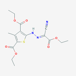 molecular formula C16H19N3O6S B11712029 diethyl 5-[(2E)-2-(1-cyano-2-ethoxy-2-oxoethylidene)hydrazinyl]-3-methylthiophene-2,4-dicarboxylate 