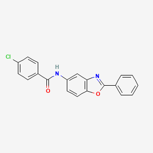 molecular formula C20H13ClN2O2 B11712067 4-chloro-N-(2-phenyl-1,3-benzoxazol-5-yl)benzamide 