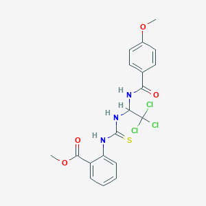 Methyl 2-[({2,2,2-trichloro-1-[(4-methoxyphenyl)formamido]ethyl}carbamothioyl)amino]benzoate