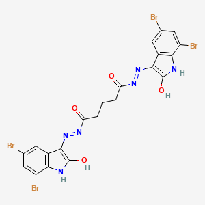 molecular formula C21H14Br4N6O4 B11712103 N'~1~,N'~5~-bis[(3Z)-5,7-dibromo-2-oxo-1,2-dihydro-3H-indol-3-ylidene]pentanedihydrazide 