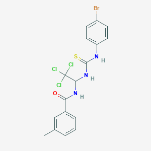 molecular formula C17H15BrCl3N3OS B11712150 N-(1-{[(4-bromophenyl)carbamothioyl]amino}-2,2,2-trichloroethyl)-3-methylbenzamide 