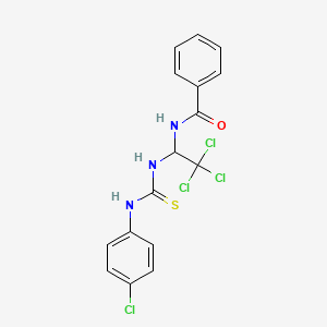 molecular formula C16H13Cl4N3OS B11712167 N-(2,2,2-trichloro-1-{[(4-chloroanilino)carbothioyl]amino}ethyl)benzamide 