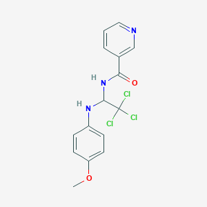 molecular formula C15H14Cl3N3O2 B11712186 N-[2,2,2-trichloro-1-(4-methoxyanilino)ethyl]pyridine-3-carboxamide 