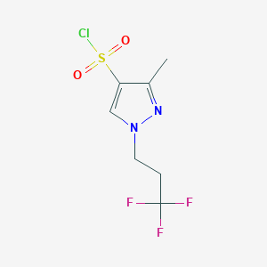 molecular formula C7H8ClF3N2O2S B11712216 3-Methyl-1-(3,3,3-trifluoropropyl)-1H-pyrazole-4-sulfonyl chloride 