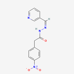 molecular formula C14H12N4O3 B11712248 2-(4-nitrophenyl)-N'-[(E)-(pyridin-3-yl)methylidene]acetohydrazide 