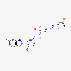 molecular formula C27H19BrN4O3 B11712267 4-[(E)-(3-bromophenyl)diazenyl]-2-[(E)-{[4-hydroxy-3-(5-methyl-1,3-benzoxazol-2-yl)phenyl]imino}methyl]phenol 