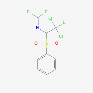 molecular formula C9H6Cl5NO2S B11712275 N-[1-(Benzenesulfonyl)-2,2,2-trichloroethyl]-1-chloromethanecarbonimidoyl chloride 