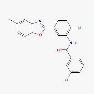 molecular formula C21H14Cl2N2O2 B11712284 3-chloro-N-[2-chloro-5-(5-methyl-1,3-benzoxazol-2-yl)phenyl]benzamide 