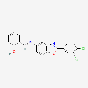 molecular formula C20H12Cl2N2O2 B11712312 2-[(E)-{[2-(3,4-dichlorophenyl)-1,3-benzoxazol-5-yl]imino}methyl]phenol 