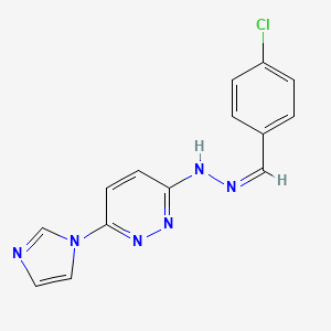 3-[(E)-2-[(4-chlorophenyl)methylidene]hydrazin-1-yl]-6-(1H-imidazol-1-yl)pyridazine