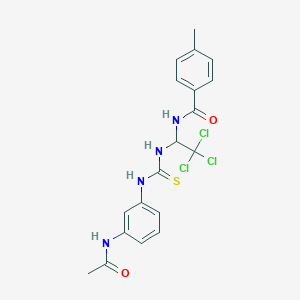 molecular formula C19H19Cl3N4O2S B11712474 N-[1-({[3-(acetylamino)anilino]carbothioyl}amino)-2,2,2-trichloroethyl]-4-methylbenzamide 