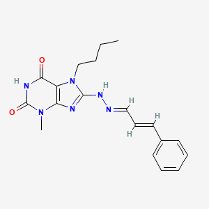 7-Butyl-3-methyl-8-[(2E)-2-[(2E)-3-phenylprop-2-EN-1-ylidene]hydrazin-1-YL]-2,3,6,7-tetrahydro-1H-purine-2,6-dione