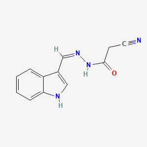 molecular formula C12H10N4O B11712514 (z)-N'-((1h-indol-3-yl)methylene)-2-cyanoacetohydrazide 