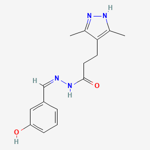 3-(3,5-dimethyl-1H-pyrazol-4-yl)-N-[(Z)-(3-hydroxyphenyl)methylideneamino]propanamide