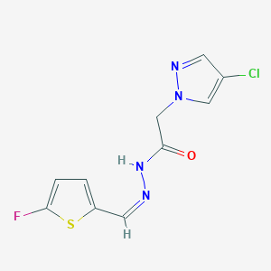 molecular formula C10H8ClFN4OS B11712660 2-(4-chloro-1H-pyrazol-1-yl)-N'-[(E)-(5-fluorothiophen-2-yl)methylidene]acetohydrazide 