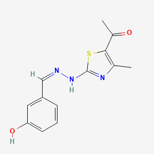 1-{2-[(2E)-2-[(3-hydroxyphenyl)methylidene]hydrazin-1-yl]-4-methyl-1,3-thiazol-5-yl}ethan-1-one