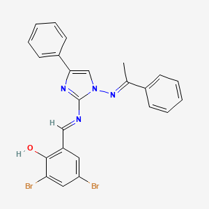 2,4-dibromo-6-{(E)-[(4-phenyl-1-{[(1E)-1-phenylethylidene]amino}-1H-imidazol-2-yl)imino]methyl}phenol