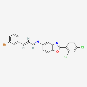 N-[(1E,2E)-3-(3-bromophenyl)prop-2-en-1-ylidene]-2-(2,4-dichlorophenyl)-1,3-benzoxazol-5-amine