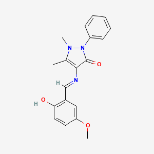 molecular formula C19H19N3O3 B11712767 4-{[(E)-(2-hydroxy-5-methoxyphenyl)methylidene]amino}-1,5-dimethyl-2-phenyl-1,2-dihydro-3H-pyrazol-3-one 